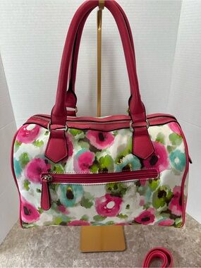 Floral Watercolor Barrel Satchel Crossbody Shoulder Bag Pink Poppy Flower Tote